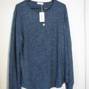 * Moshu Cozy Soft Sweater 2X Plus Size NWT Blue Heathered Knit